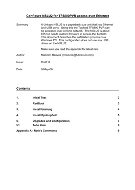 NSLU2 for TF5800PVR Access Over Ethernet