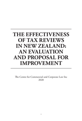 The Effectiveness of Tax Reviews in New Zealand: an Evaluation and Proposal for Improvement