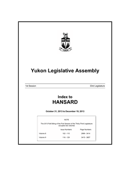 Yukon Legislative Assembly HANSARD