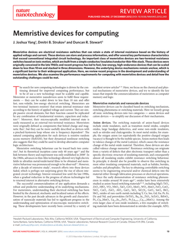 Memristive Devices for Computing J