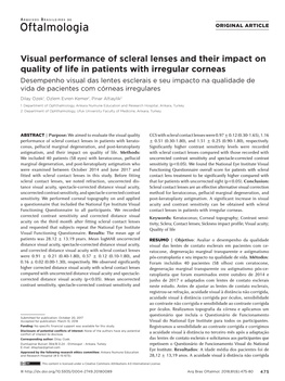 Visual Performance of Scleral Lenses and Their Impact on Quality of Life In