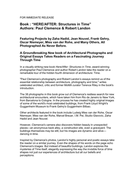 “HERE/AFTER: Structures in Time” Authors: Paul Clemence & Robert