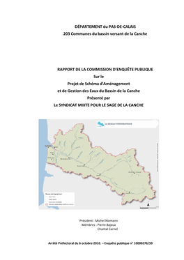 DÉPARTEMENT Du PAS-DE-CALAIS 203 Communes Du Bassin Versant De La Canche