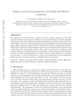 Magnetic and Structural Properties of Co2mnsi Based Heusler Compound