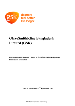 Glaxosmithkline Bangladesh Limited (GSK)