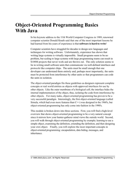Object-Oriented Programming Basics with Java