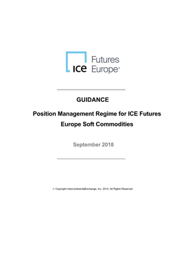GUIDANCE Position Management Regime for ICE Futures Europe