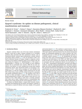 Sjogren's Syndrome an Update on Disease Pathogenesis, Clinical