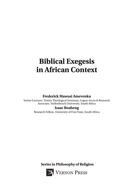 Biblical Exegesis in African Context