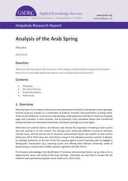 Analysis of the Arab Spring