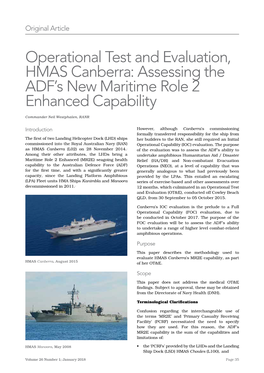 Operational Test and Evaluation, HMAS Canberra: Assessing the ADF’S New Maritime Role 2 Enhanced Capability