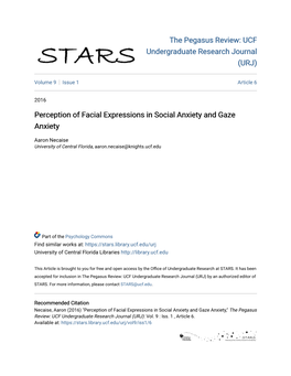 Perception of Facial Expressions in Social Anxiety and Gaze Anxiety