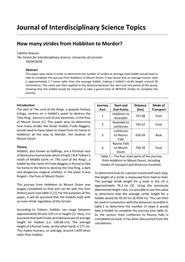 How Many Strides from Hobbiton to Mordor?