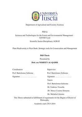 Department of Agriculural and Forestry Sciences