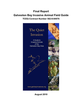 Final Report Galveston Bay Invasive Animal Field Guide TCEQ Contract Number 582-8-84976