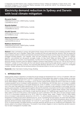 Electricity Demand Reduction in Sydney and Darwin with Local Climate Mitigation