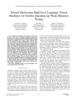 Toward Harnessing High-Level Language Virtual Machines for Further Speeding up Weak Mutation Testing