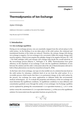 Thermodynamics of Ion Exchange