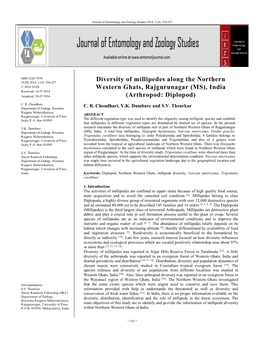 Diversity of Millipedes Along the Northern Western Ghats