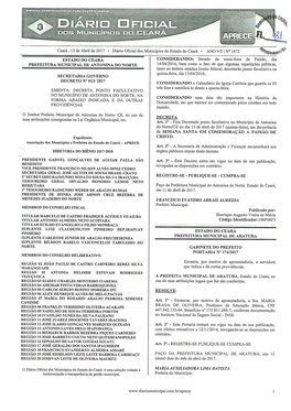 PREFEITURAMUNICIPAL DE Antoninado NORTE ESTADO DO CEARA PREFEITURA MUNICIPAL DE ARATUBA