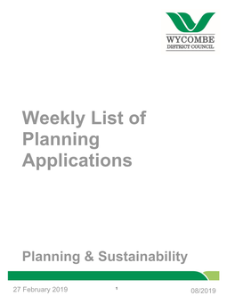 Weekly List of Planning Applications 27 February 2019