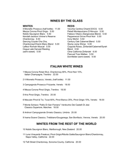 Wines by the Glass Italian White Wines Whites from The