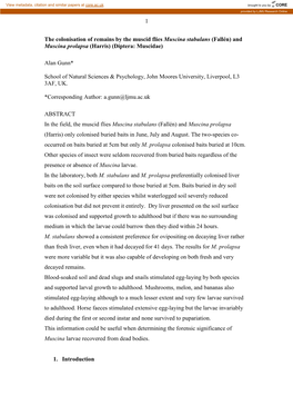 The Effects of Burial of a Body on the Growth of Blowfly Larvae and Pupate