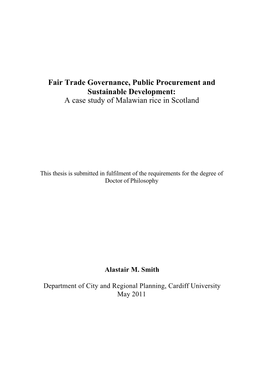 Public Procurement, Fair Trade Governance and Sustainable