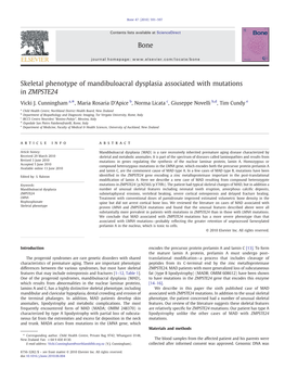 Skeletal Phenotype of Mandibuloacral Dysplasia Associated with Mutations in ZMPSTE24