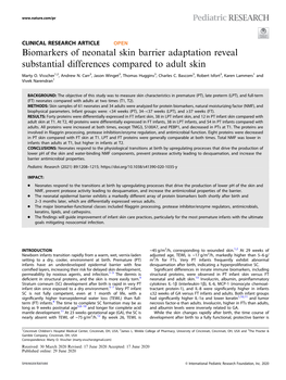 Biomarkers of Neonatal Skin Barrier Adaptation Reveal Substantial Differences Compared to Adult Skin