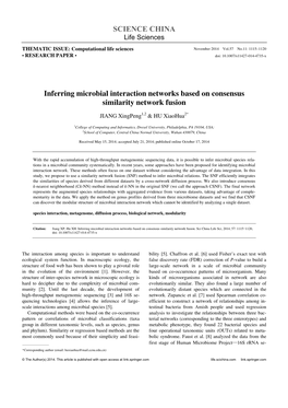 Inferring Microbial Interaction Networks Based on Consensus Similarity Network Fusion