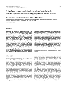 A Significant Soluble Keratin Fraction In