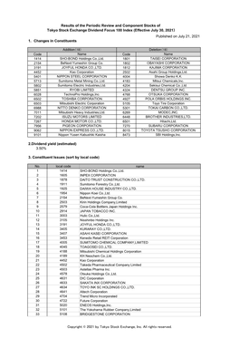 Published on July 21, 2021 1. Changes in Constituents 2