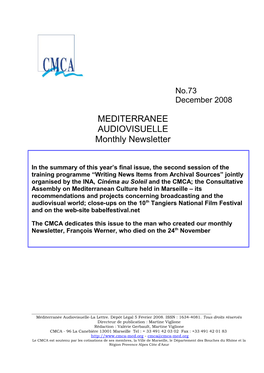 MEDITERRANEE AUDIOVISUELLE Monthly Newsletter