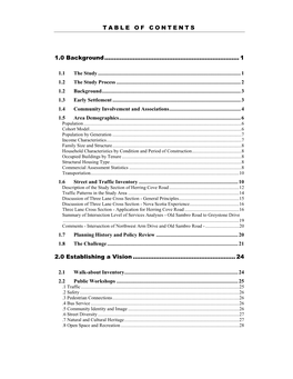 TABLE of CONTENTS 1.0 Background