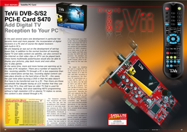 Tevii DVB-S/S2 PCI-E Card S470 Add Digital TV Reception to Your PC