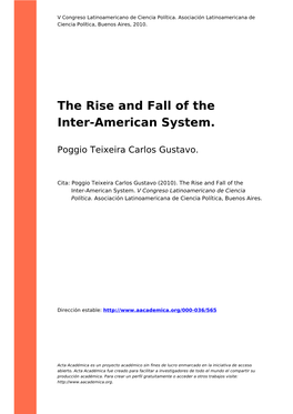 The Rise and Fall of the Inter-American System