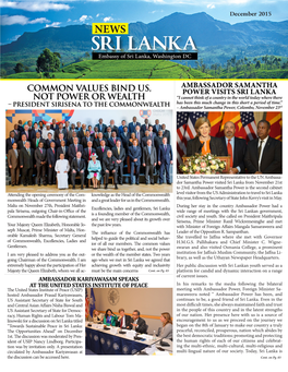 NEWS SRI LANKA Embassy of Sri Lanka, Washington DC