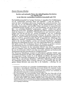 Sozialer Und Nationaler Faktor Der Siebenbürgischen Revolution Von 1848 Bis 1849 in Der Sicht Der Rumänischen Geschichtswissenschaft Nach 1945