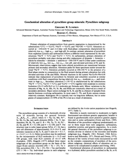 Geochemical Alteration of Pyrochlore Group Minerals: Pyrochlore Subgroup