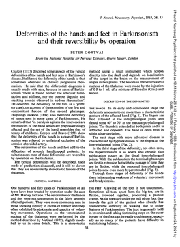 Deformities of the Hands and Feet in Parkinsonism and Their Reversibility by Operation