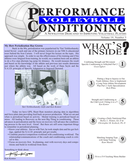 VOLLEYBALL CONDITIONING a NEWSLETTER DEDICATED to IMPROVING VOLLEYBALL PLAYERS Volume 19, Number 5
