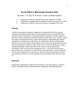 Kondo Effect in Mesoscopic Quantum Dots