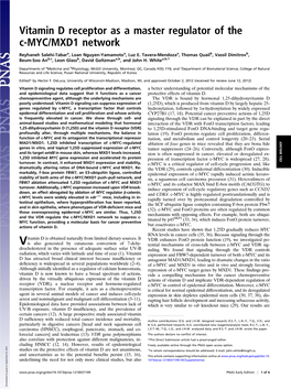 Vitamin D Receptor As a Master Regulator of the C-MYC/MXD1 Network