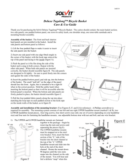 Deluxe Tagalong™ Bicycle Basket Care & Use Guide