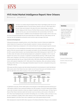 HVS Hotel Market Intelligence Report: New Orleans