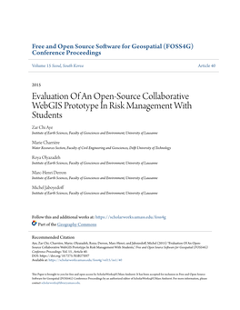 Evaluation of an Open-Source Collaborative Webgis Prototype in Risk Management with Students