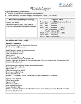 1 SDG Fund Joint Programme Final Narrative Report Report Formatting