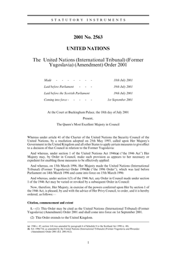 International Tribunal) (Former Yugoslavia) (Amendment) Order 2001