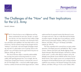 The Challenges of the "Now" and Their Implications for the U.S. Army
